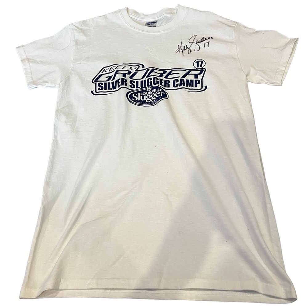 Kelly Gruber silver slugger camp signed t-shirt